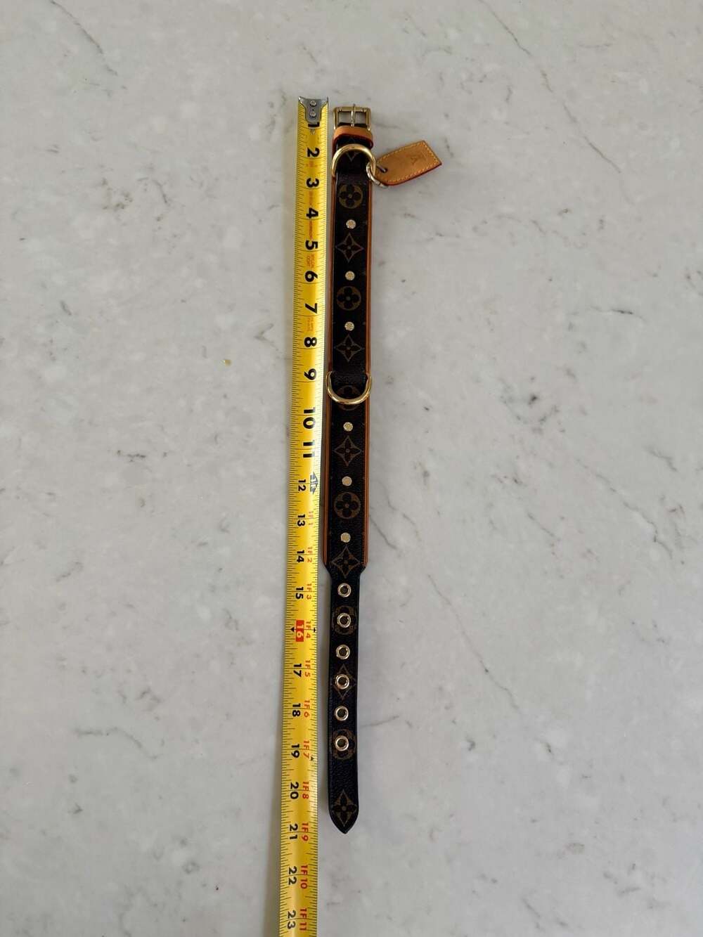 Authentic Louis Vuitton Baxter Monogram Dog Collar Large France LV Leather Pet - Picture 8 of 11